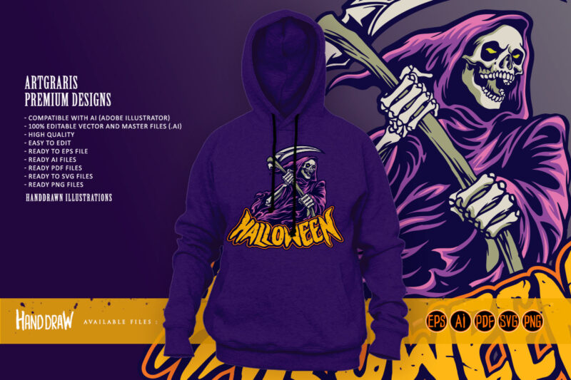 Halloween Skull Grim Reaper Terror