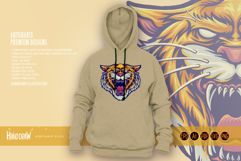 Tiger Head Angry Mascot Illustration