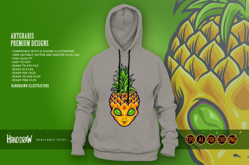 Alien Pineapple Mascot Logo Summer Holiday