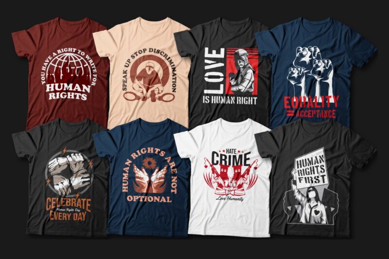Human rights day quotes t-shirt designs