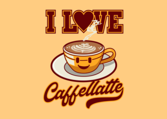 I LOVE CAFFELLATTE t shirt design for sale