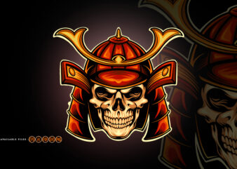 Japan Skull Samurai Warrior Mascot vector clipart
