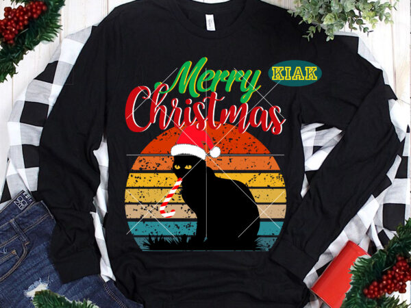 Vintage cat christmas t shirt designs, cat christmas svg, cat svg, funny cat, kitten svg, cat black svg, merry christmas t shirt designs, funny christmas, funny santa vector, christmas tree