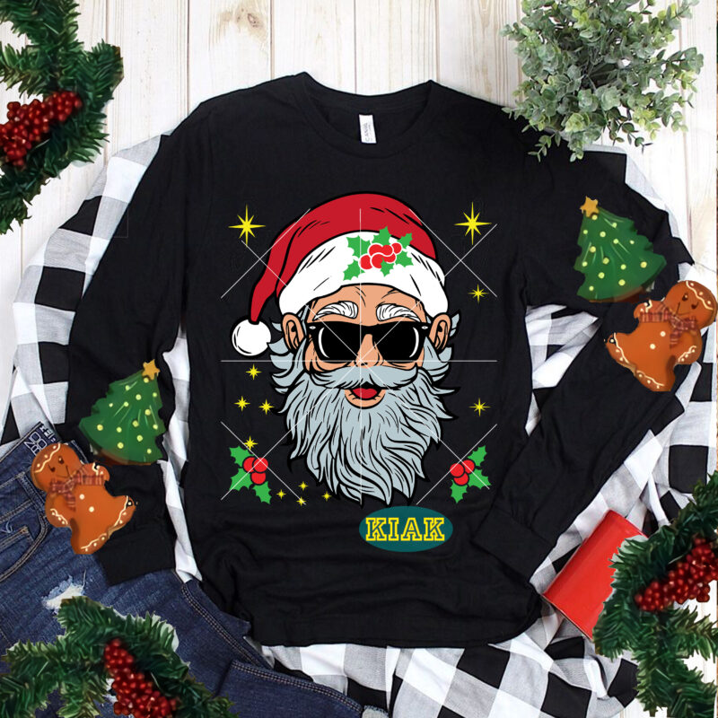 Santa Claus wearing sunglasses tshirt template vector, Santa Claus, Merry Christmas t shirt designs, Funny Christmas, Funny Santa vector, Christmas Tree Svg, Christmas vector, Believe svg, Merry Christmas Svg, Santa