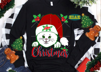 Kitten Christmas t shirt template vector, Funny Christmas, Funny Santa vector, Christmas Tree Svg, Christmas vector, Cat Svg, Cat vector, Kitten Svg, Kitten Cute vector, Believe svg, Merry Christmas Svg,