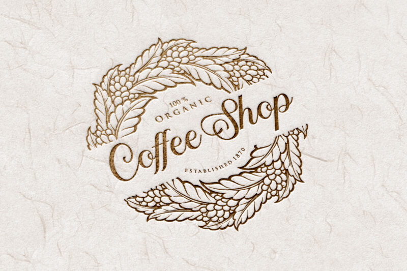 Logo Coffee Shop Vintage Plant Silhouette