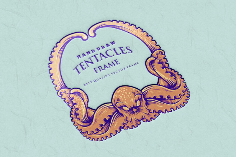 Nautical Kraken Tentacles Frame Illustrations
