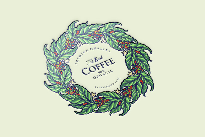 Mandala Coffee Logo Leaf Organic Label