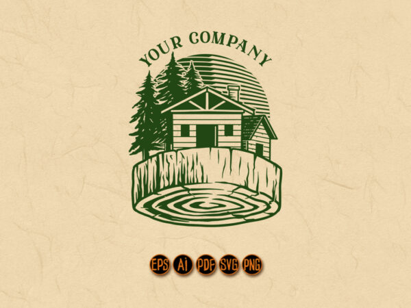 Lumber log house logo vintage wood t shirt vector graphic