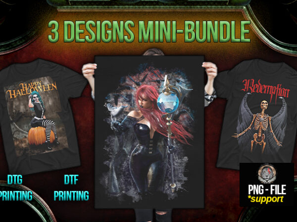 3 designs mini-bundle (contains rasterization – dtg and dtf printing)