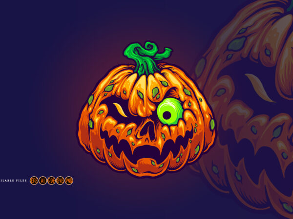 Monster jack o lantern creepy pumpkins halloween t shirt designs for sale