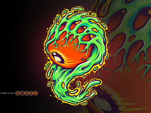 One eye monster melt spooky halloween t shirt design online One eye monster melt spooky halloween t shirt design online