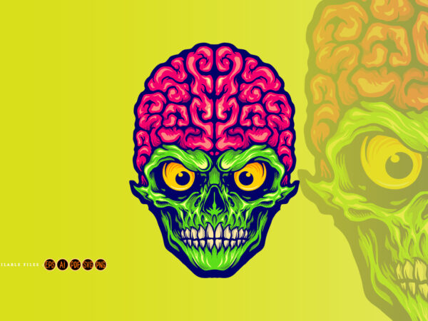 Our brains skull mascot logo illustrations t shirt design online