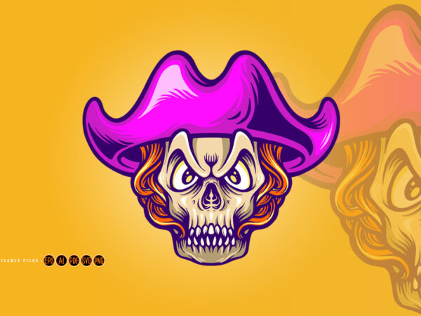 Pirates candy skull mascot illustrations t shirt illustration