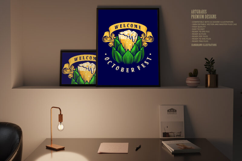 Brewery Beer Glass Banner Template Illustrations