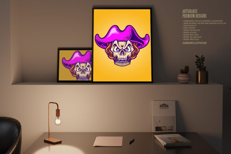 Pirates Candy Skull Mascot Illustrations