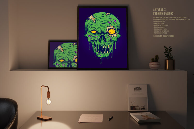Skull Zombie isolated Illustrations