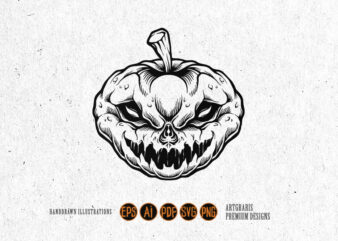 Pumpkin Spooky jack O Lantern Silhouette t shirt illustration