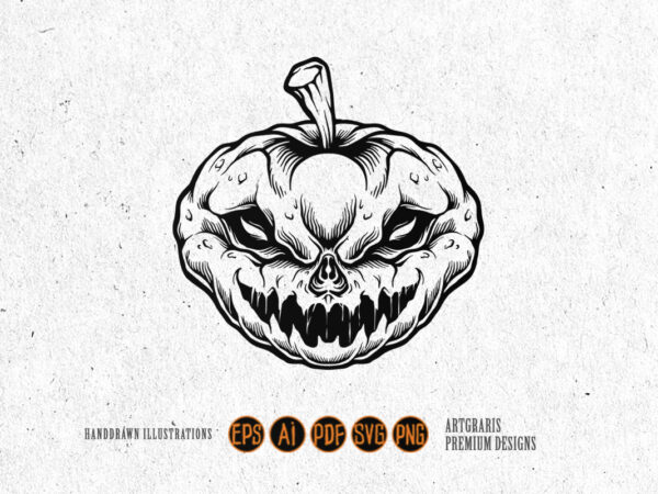 Pumpkin spooky jack o lantern silhouette t shirt illustration