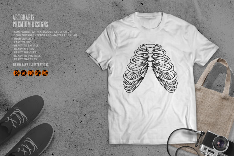 Ribcage Bones Silhouette Illustrations