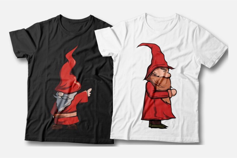 t-shirt vector Santa gnomes t-shirt designs bundle, Christmas Santa gnomes vector illustrations bundle, Funny, Santa gnomes cartoon, Gnome Bundle