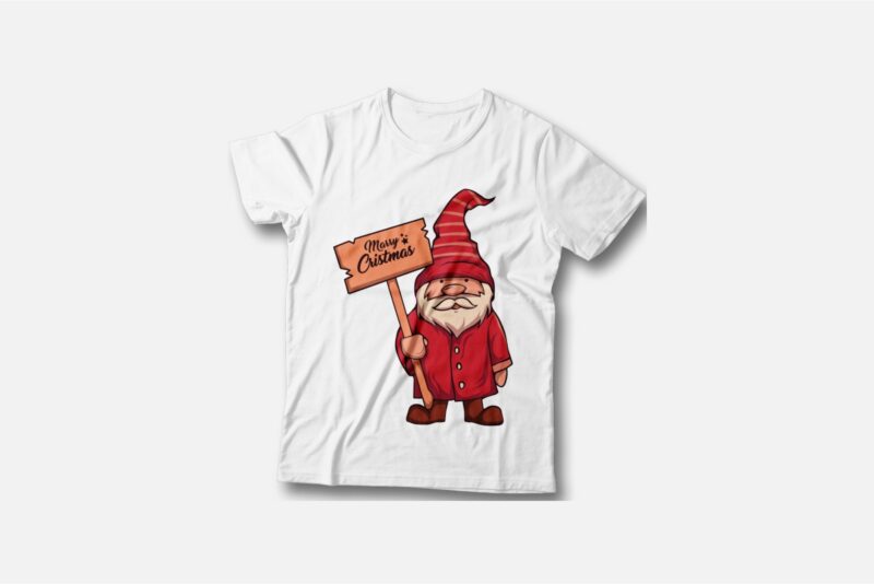 t-shirt vector Santa gnomes t-shirt designs bundle, Christmas Santa gnomes vector illustrations bundle, Funny, Santa gnomes cartoon, Gnome Bundle