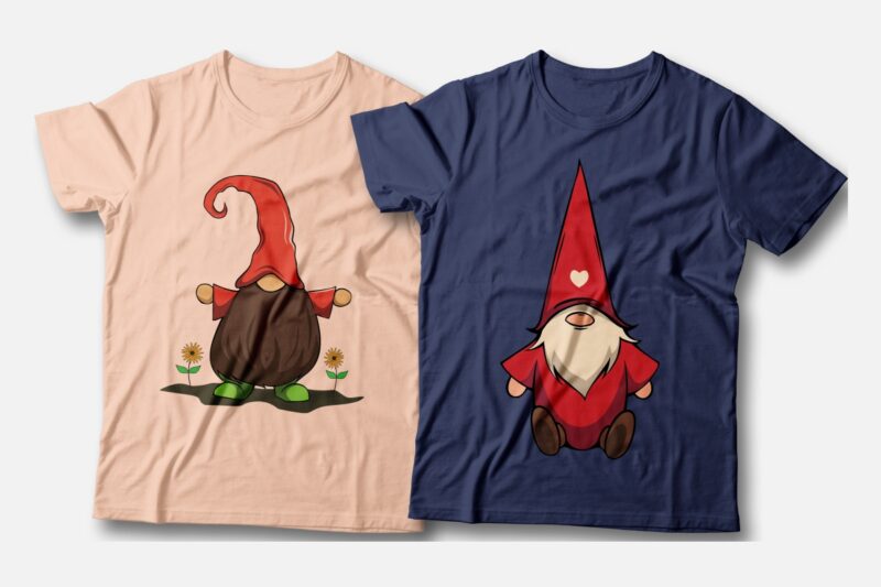 t-shirt vector Santa gnomes t-shirt designs bundle, Christmas Santa gnomes vector illustrations bundle, Funny, Santa gnomes cartoon, Gnome Bundle
