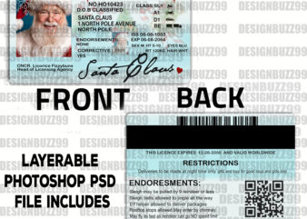 Santa’s Lost Official North pole Driving License / Lost Driving License / Santa’s Driving License / Santa’s Sleigh/Sublimation Digital Instant Download