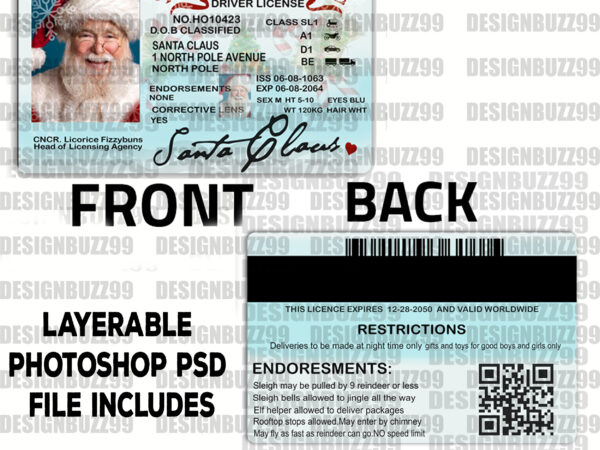 Santa’s lost official north pole driving license / lost driving license / santa’s driving license / santa’s sleigh/sublimation digital instant download t shirt template vector