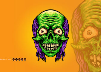 Scary Skull Zombie Mascot Illustrations