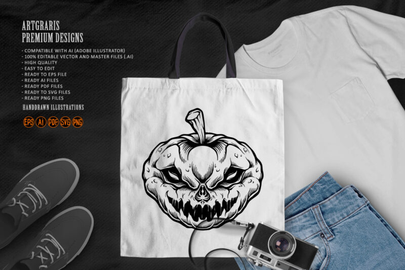 Pumpkin Spooky jack O Lantern Silhouette