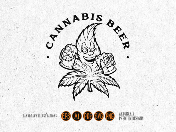 Cannabis leaf joint beer silhouette t shirt vector file