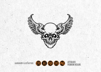 Wing Skull Sport Logo Silhouette SVG