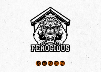 FEROCIOUS Bulldog Mascot Silhouette