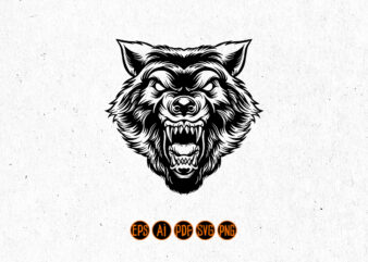 Silhouette Angry Wolf Head Tattoo t shirt template vector