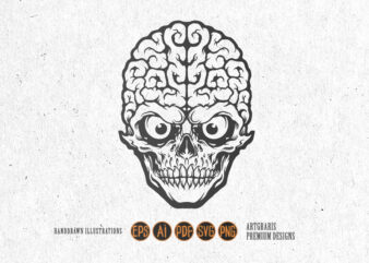 Head Skull Brain Mascot Silhouette