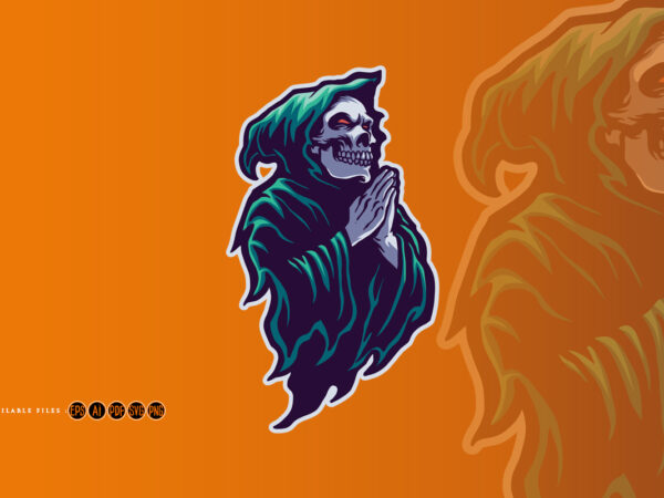 Skull grim reaper halloween t shirt template vector