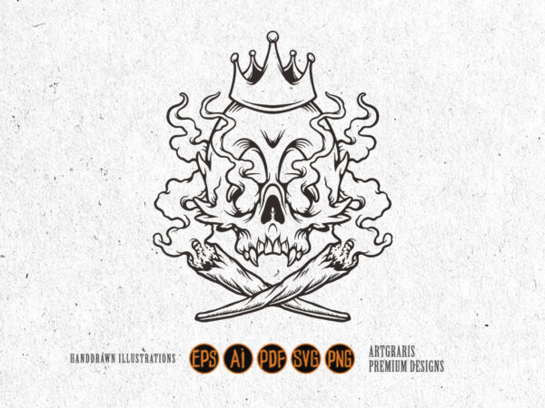 Skull king cannabis smoke clip art t shirt template vector