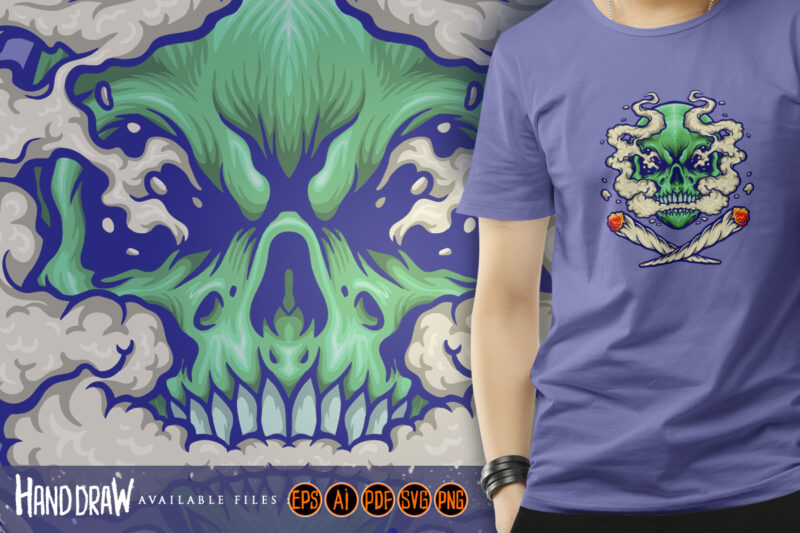 Skull Smoking a Marijuana Cloud