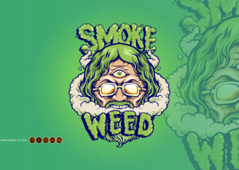Smoke Hippie Weed Vintage Mascot