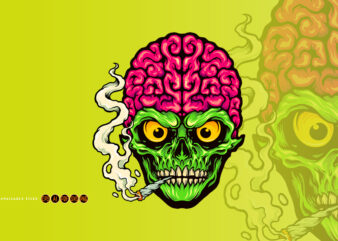 Smoking Skull Weed Cigarette t shirt template vector