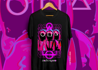 Squid Game Neon Style T-Shirt design, Squid Game Vector, Squid Game Cool T-Shirt Design For Sale
