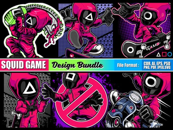 Squid game bundle t shirt template vector