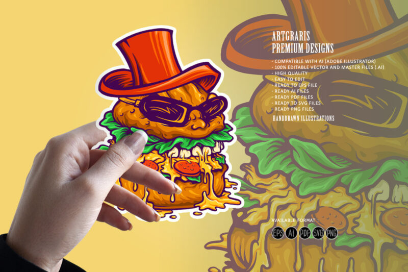 Logo Badass Burger Fast Food Mascot