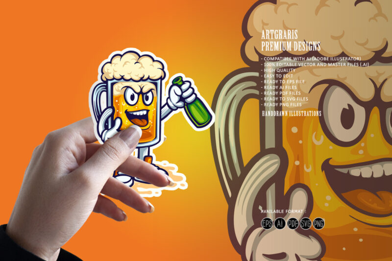 Beer Glass Smile Mascot Illustrations