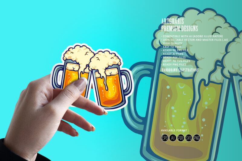 Beer Glass Two Party Joint Illustrations