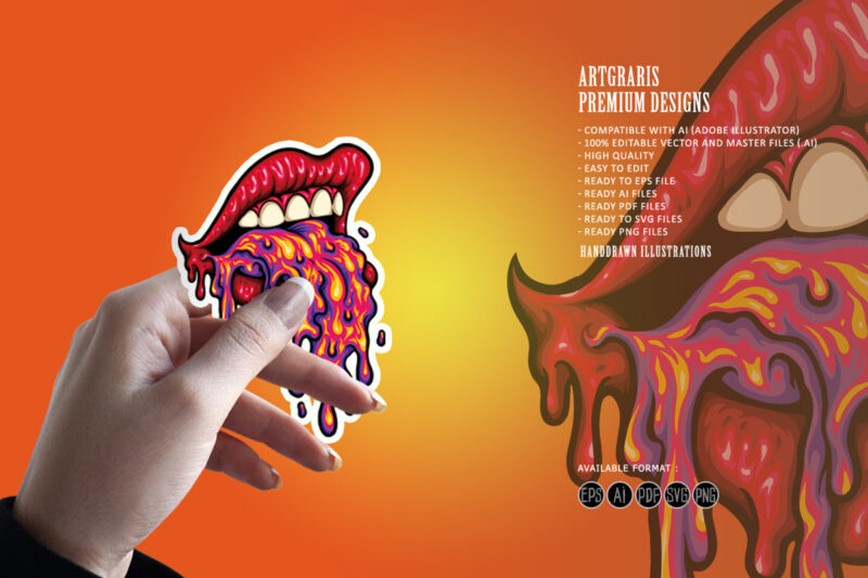 Trippy Girl Sexy Lips Psychedelic