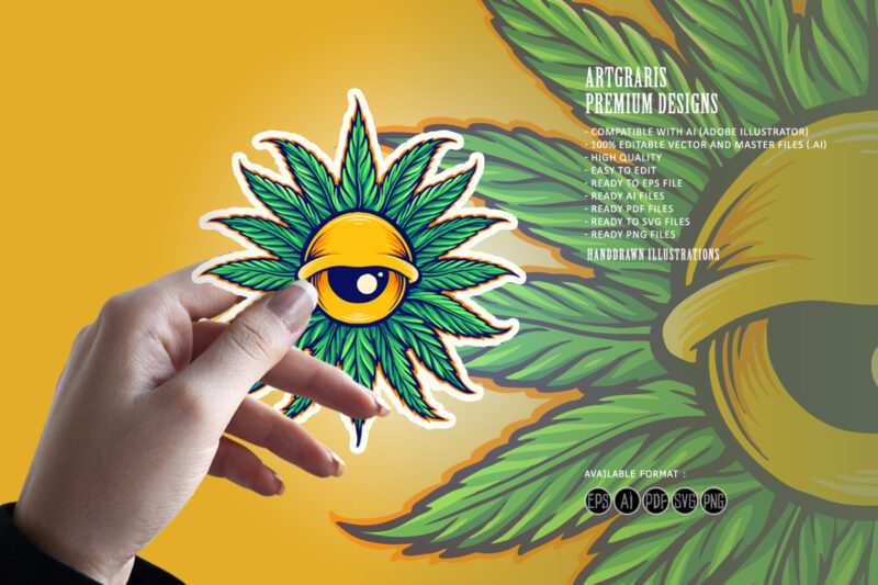 Mandala Leaf Cannabis Eyes illustration