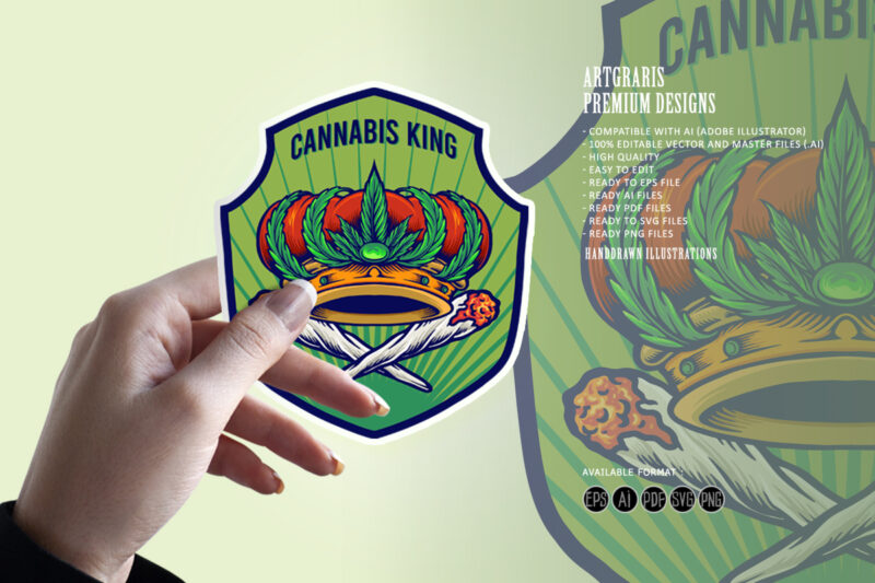 Cannabis King Crown Badge Logo