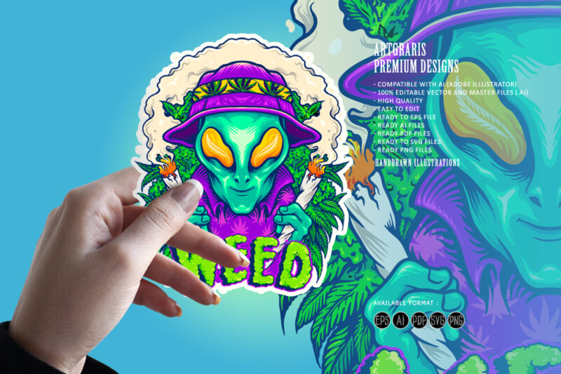 Alien Smoking Summer Cannabis Plants - Buy t-shirt designs